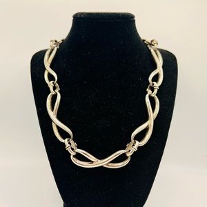 Vintage silver infinity link collar necklace 18”
